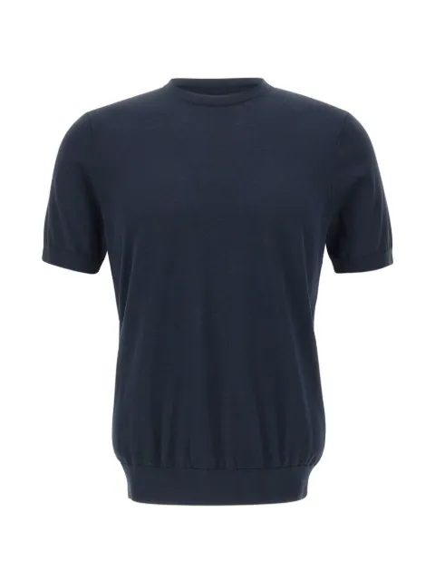 DIKTAT short-sleeved cotton sweater Blue DK17036BLUNOTTE