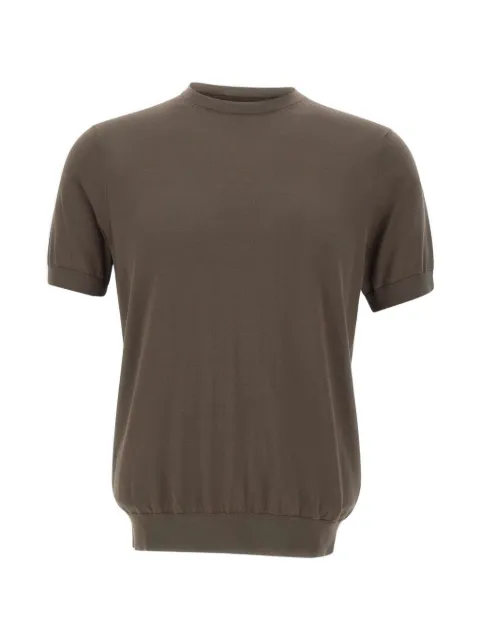 DIKTAT short-sleeve crewneck cotton sweater Green DK17036MORO