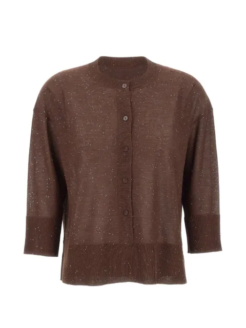 Kangra sequin-embellished buttoned cardigan Brown 390261833