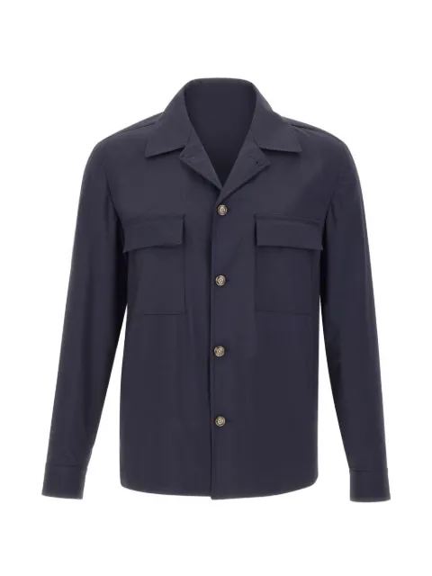 Barba London flap-pockets button-down virgin wool jacket Blue 53071JACKET290090