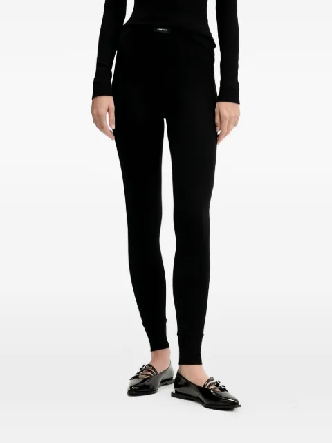 La Mania logo-detail ribbed leggings Black CARE