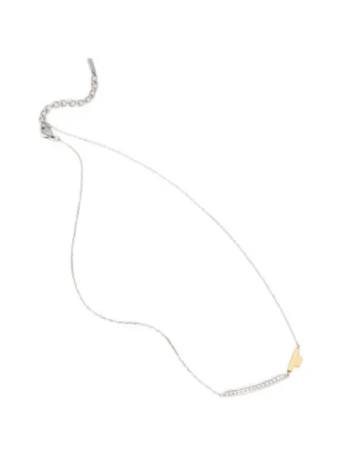 Trussardi crystal-embellished logo-plaque necklace Silver TJAXC05