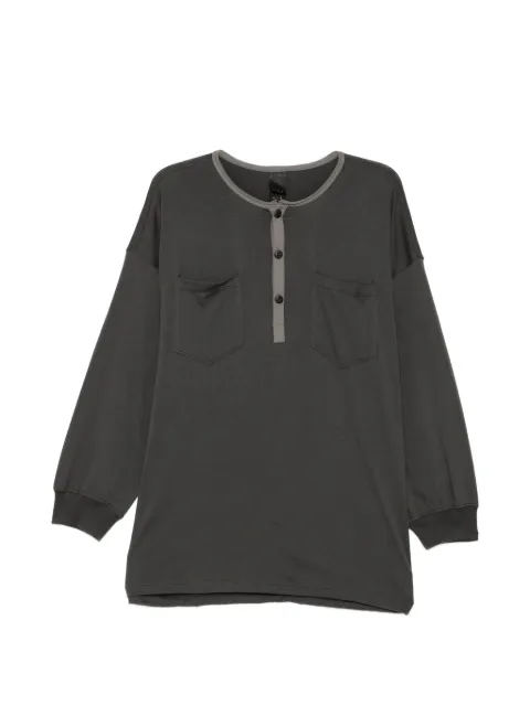 The Viridi-Anne Henley-neck T-shirt Grey VI398801DG