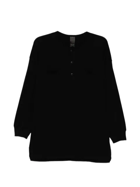 The Viridi-Anne Henley-neck T-shirt Black VI398801