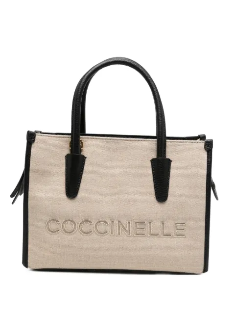 Coccinelle logo-embroidered leather-trim tote bag Neutrals E1UAL180101