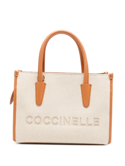 Coccinelle logo-embroidered leather-trim tote bag Neutrals E1UAL180101
