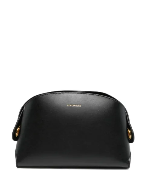 Coccinelle logo-lettering leather shoulder bag Black E1U7K150101