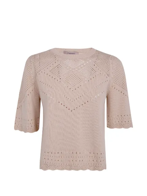 TWINSET pointelle-knit T-shirt Neutrals 261TT3081