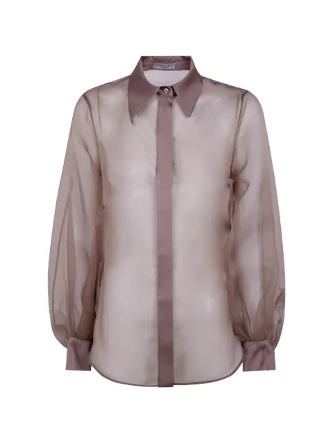 D.Exterior puff-sleeves shirt Brown 62682A