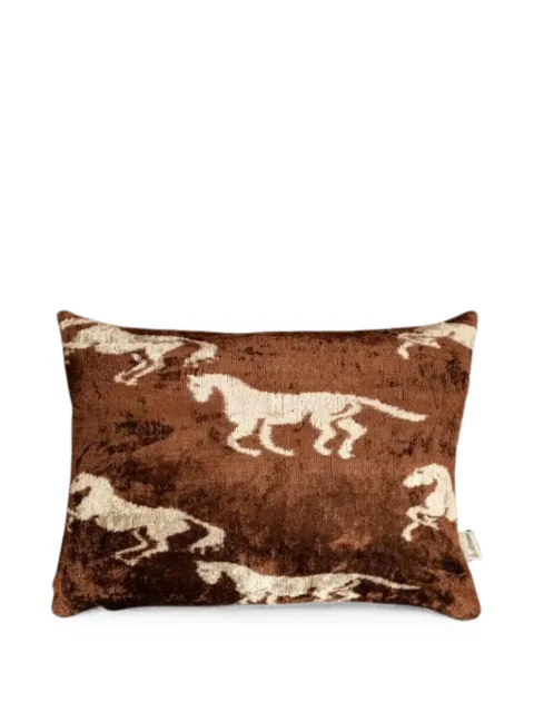 Les-Ottomans horse-print velvet cushion Brown V77740X50S