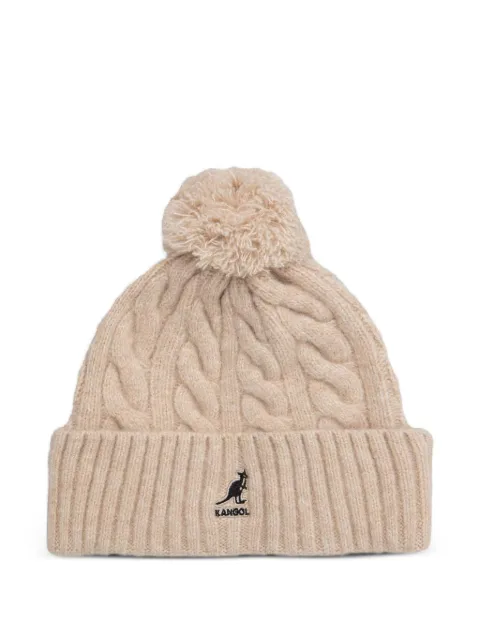 Kangol pompom cable-knit beanie hat Neutrals K4460SM