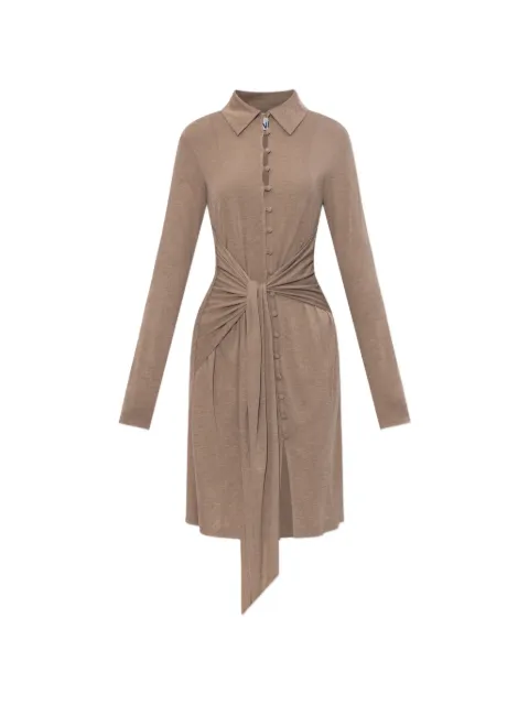 GANNI tie-detail button-up mini dress Neutrals A1030464