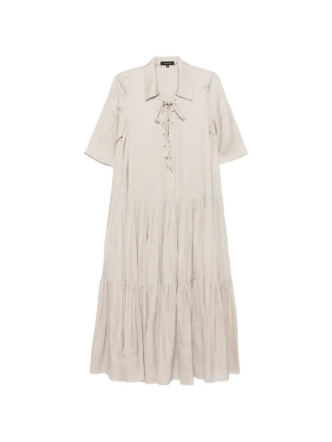 Barbara Bui tiered lace-up midi dress Neutrals H1340REK21
