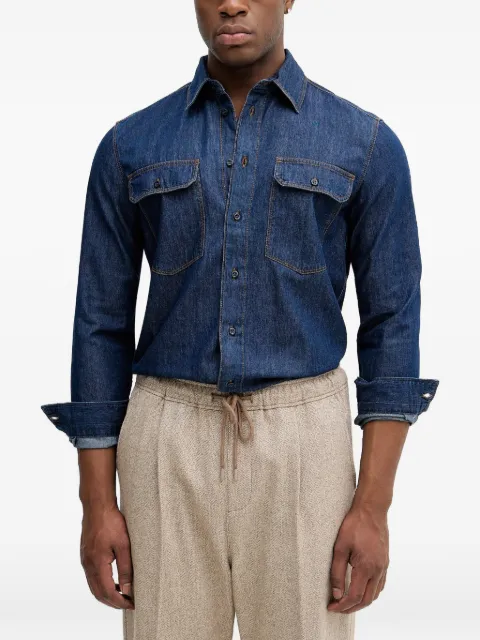 Sisley buttoned chest-pocket shirt Blue 51WVSQ04V