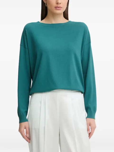 Sisley boat-neck drop-shoulder sweater Green 17Q3M103J