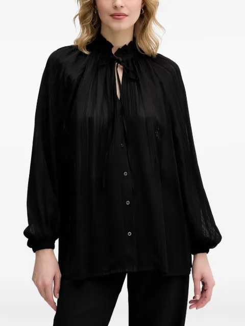 Sisley ruffled-neck blouse Black 5FGXLQ0A5