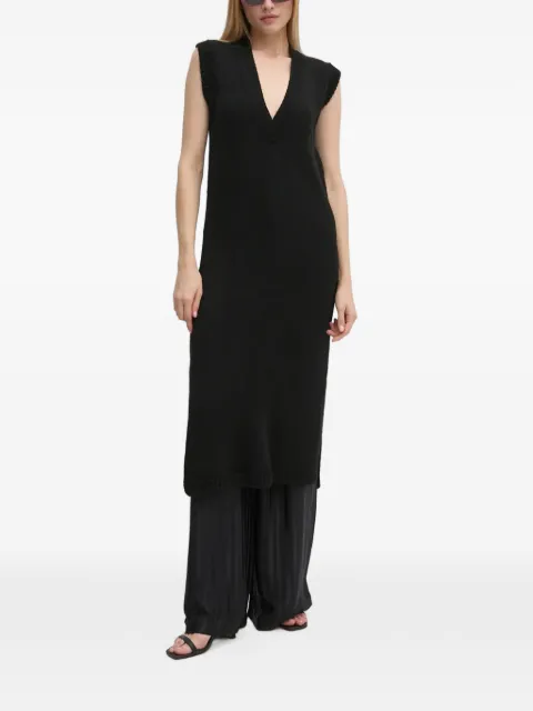 Sisley V-neck sleeveless midi dress Black 1276MV00T
