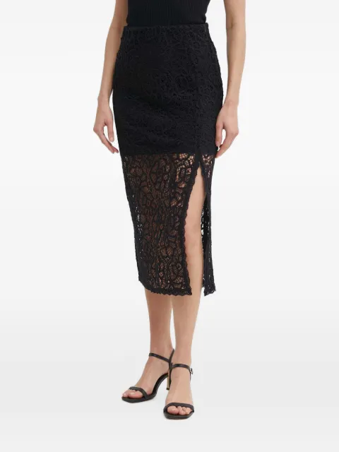 Sisley lace-panels slit midi skirt Black 41BLL0022
