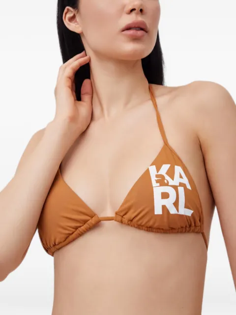 Karl Lagerfeld logo-print triangle bikini top Brown KL22WTP01