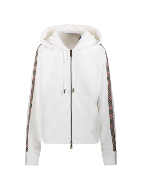 Burberry check trim cotton zip hoodie White 8123342