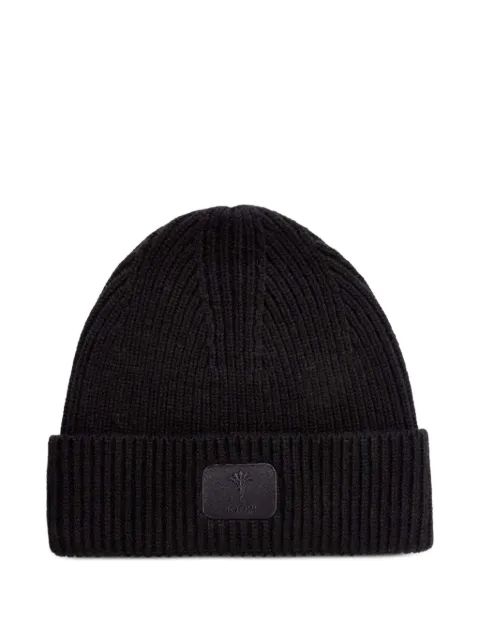 Joop! logo-patch ribbed-knit beanie hat Black 30038491