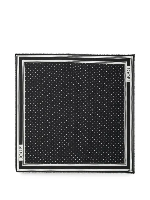 Joop! Adaliz polka-dot fringed-trim scarf Black 30100487