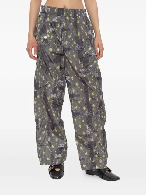 GANNI floral-print cargo trousers Grey A1080166