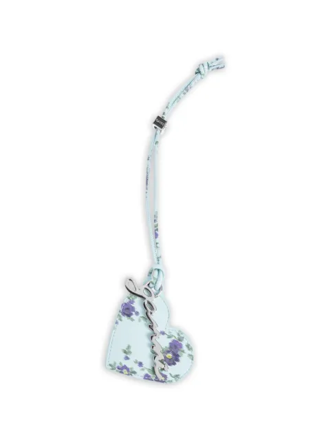 GANNI floral-print heart-shaped mirror charm Blue B3010277