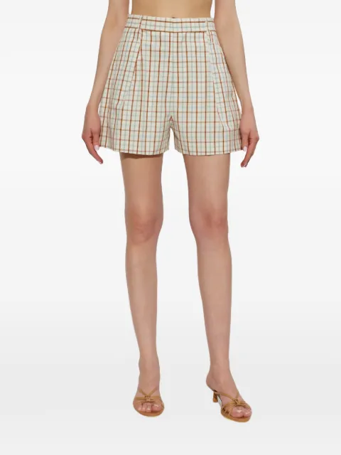 Victoria Beckham check-pattern pleated shorts White 1226WSR007261C