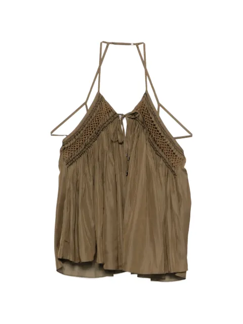 Barbara Bui embroidered halterneck top Green H1437REK