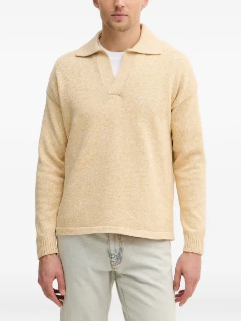 Sisley marl-effect polo-collar sweater Yellow 10Y2S300U