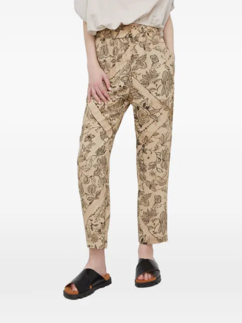 Sisley floral-print high-waist trousers Neutrals 4PYXLF016