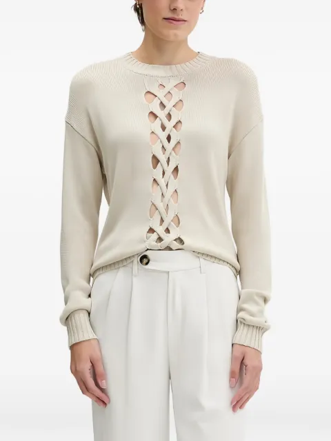 Sisley lattice-detailing fine-knit sweater Neutrals 1XGYM106I