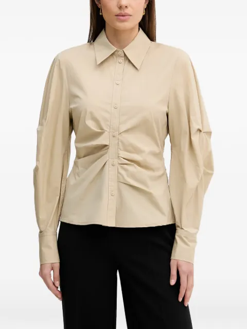 Sisley gathered puff-sleeve shirt Neutrals 5V5TLQ0AE