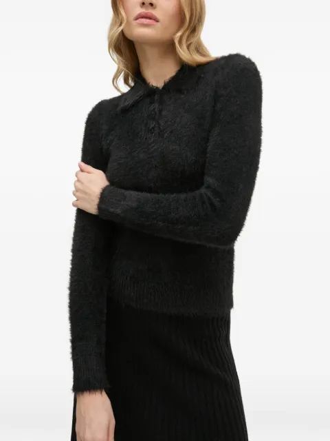 Sisley buttoned polo-collar jumper Black 19VBM300B