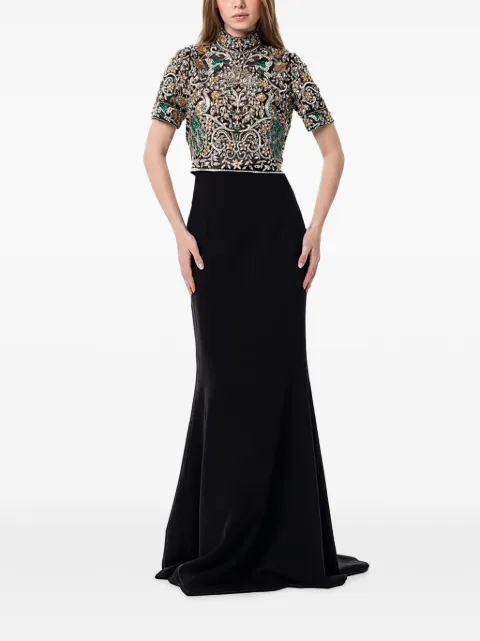 Dina Melwani crystal-embellished top and maxi skirt (set of two) Black DMSS26170149