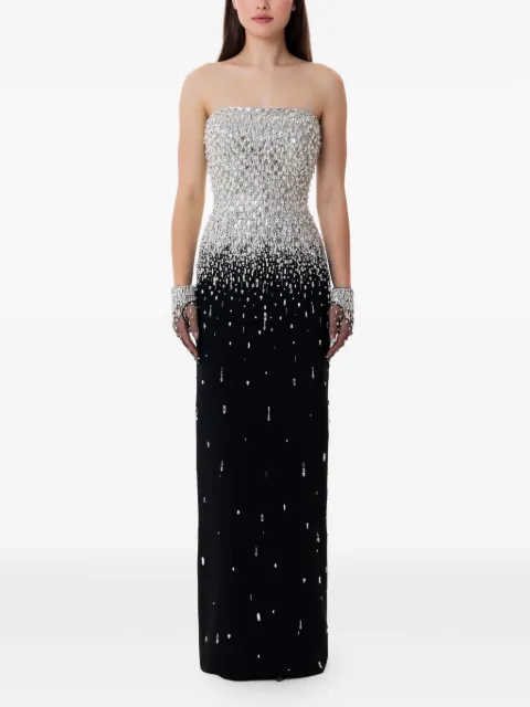 Dina Melwani strapless crystal maxi gown Black DMSS26170147