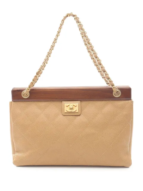 CHANEL Pre-Owned 2003-2004 CC Quilted Caviar Wooden Bar shoulder bag Brown 4UGF7ZAJQ3VOBRNC