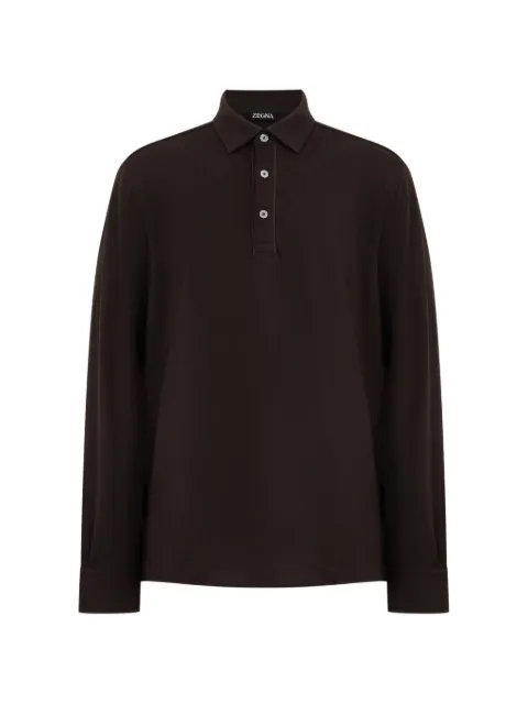Zegna long-sleeved polo shirt Brown UG392A2G713