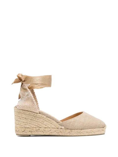 Castañer Carina ribbon wedge sandals Neutrals 026159
