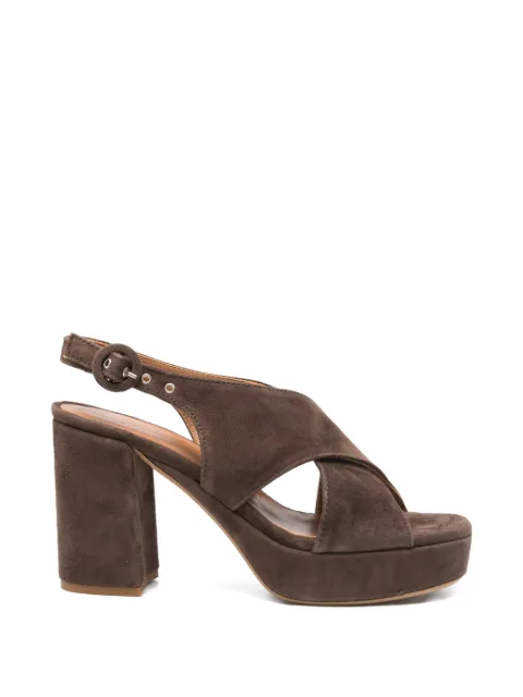 Julie Dee crisscross-strap platform-heel sandals Brown BE517