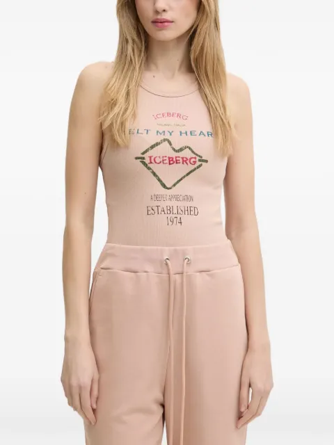 Iceberg graphic-print ribbed-knit tank top Pink T1116302