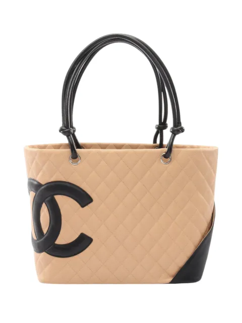 CHANEL Pre-Owned 2004-2005 Large Quilted Lambskin Cambon Ligne tote bag Brown HMHOLOCNR4SZQKFQ