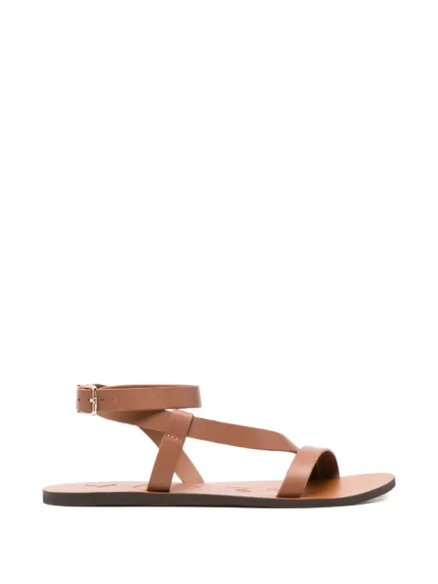 Manebi buckle strap flat sandals Brown X29Y0TAN