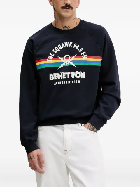 Benetton x Stranger Things rainbow-stripe crew-neck sweatshirt Blue 38JZU10B9