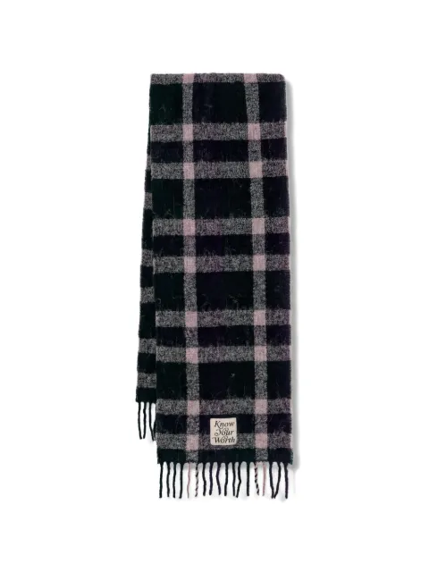 Benetton check fringed scarf Green 62QJDU027