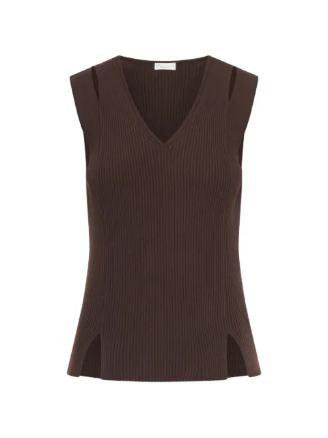 Roberto Collina Smanicato ribbed cut-out top Brown 261FXA31214