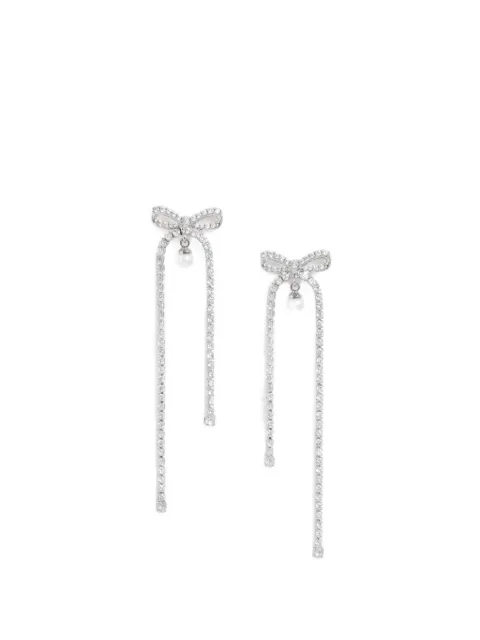 Self-Portrait crystal-embellished bow earrings Silver SS26608EASL