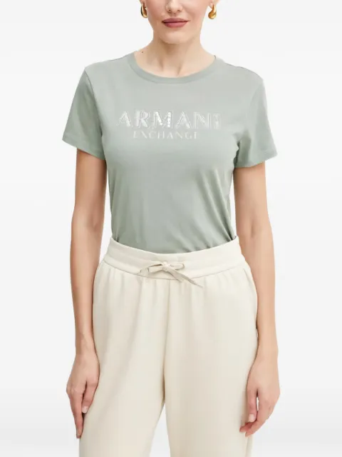 Armani Exchange rhinestone-embelished T-shirt Green XW000387AF10354U7231