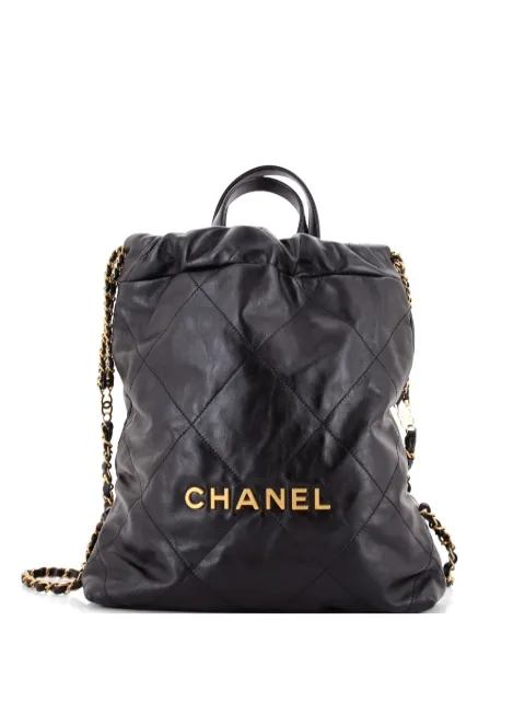 CHANEL Pre-Owned 22 Chain Quilted Calfskin Medium backpack Black Z51DY0K5VSL8IAEH